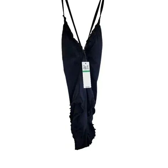 Anne Cole Women's Ebony Black Ruffled Low Cut One Piece Swimsuit NEW - Picture 5 of 10